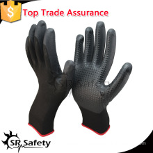 SRSAFETY nylon liner fake foam nitrile safety glove/doatted working gloves
